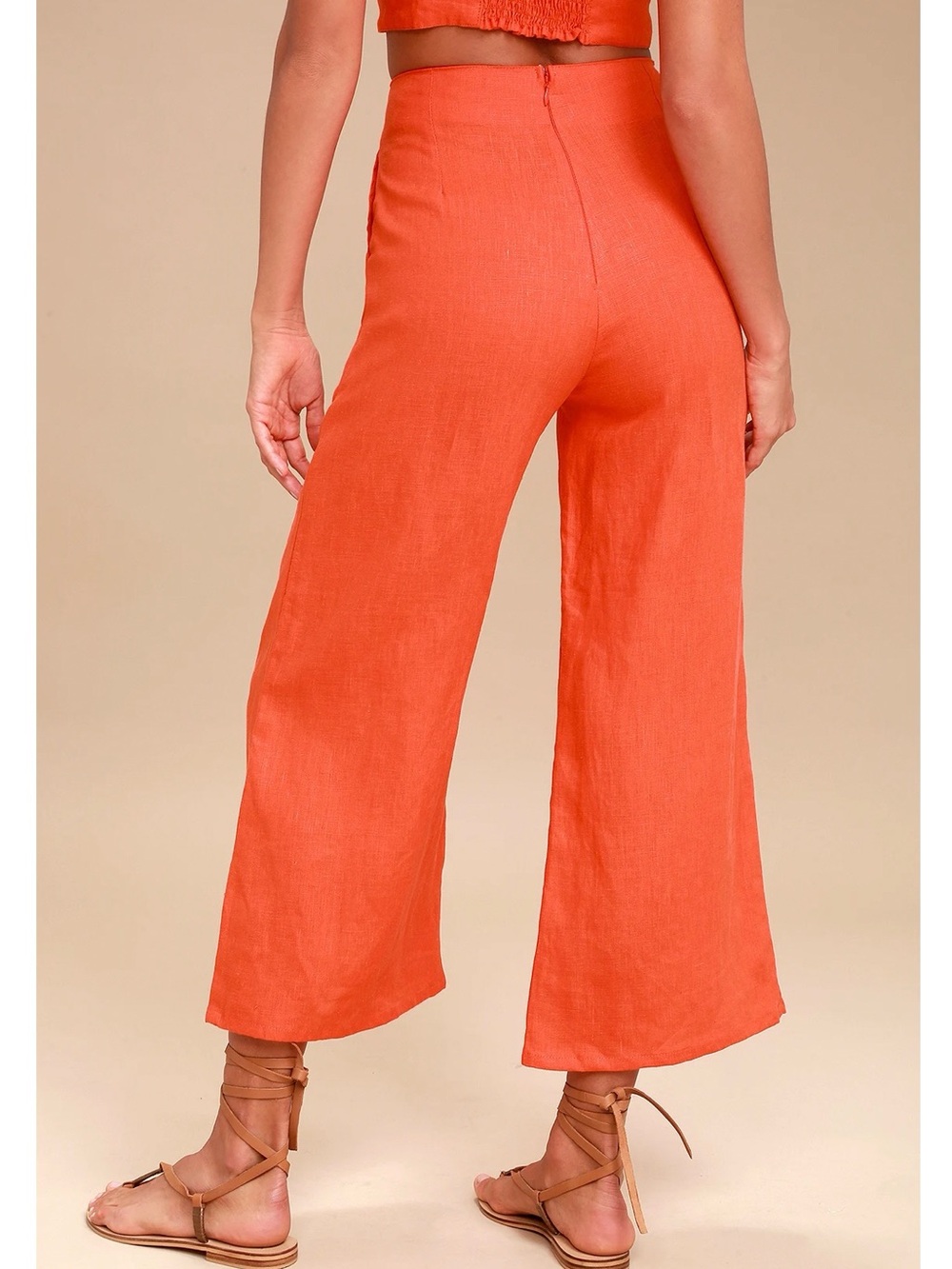 Faithfull the Brand -Tomas Coral Red Culottes - Picture 3 of 4